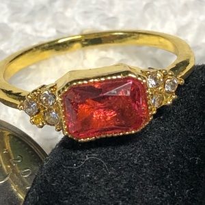 Gold plated orange and diamond ring